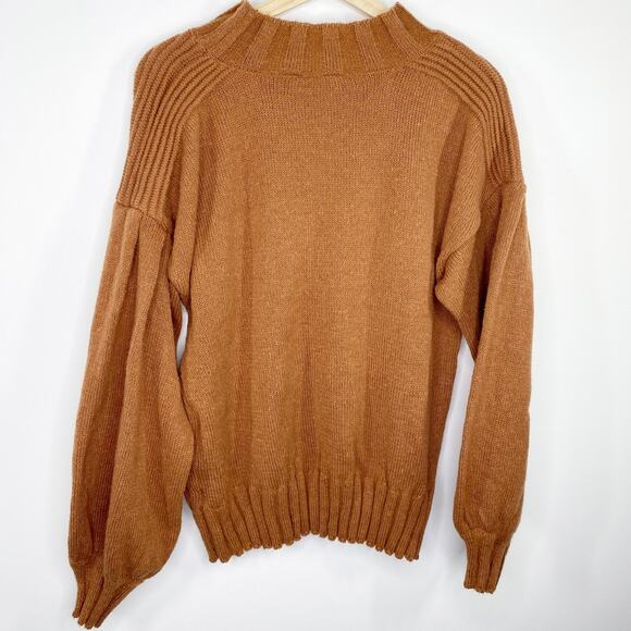 New In Rust Red Orange Mock Neck Knit Pullover Sweater Women's Size Medium M - Picture 2 of 7
